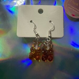 Elegant Brown and Silver Bear Earrings